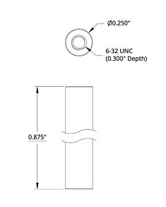 0.875" Length, 1/4" OD Round Aluminium Standoff (6-32 Thread)