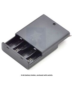 4-AA Battery Holder, Enclosed with Switch