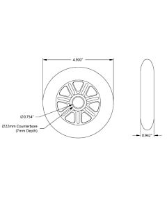 Grey Skate Wheel 124.46mm diameter